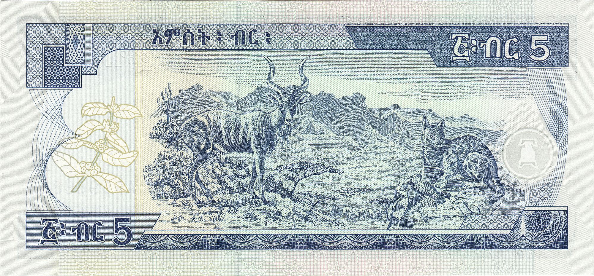 Ethiopian 5 Birr Note back